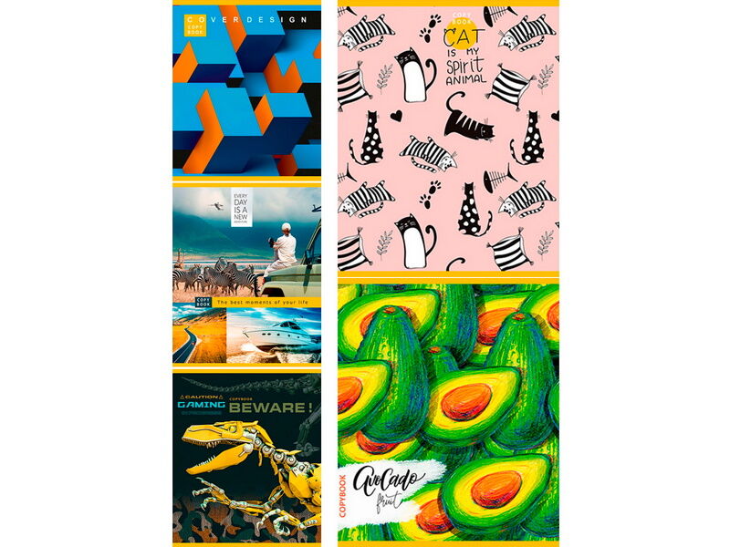 Тетрадь 96 л КЛЕТКА «МИКС 7912» (цвет. мелов. картон)