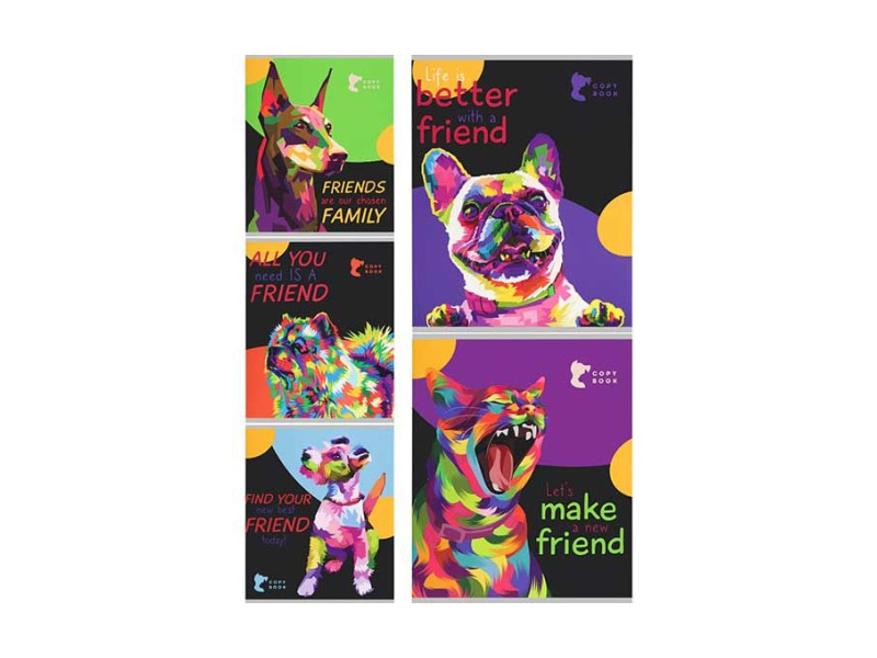 Тетрадь 96 л КЛЕТКА «ЯРКИЕ ЖИВОТНЫЕ-2» (цвет. мелов. обл.)