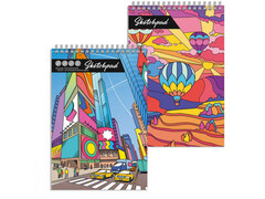 Скетчпад А5 60 л «ЯРКИЙ ГОРОД» (гребень, офсет, мат. лам.)