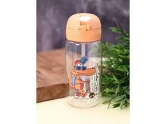 71768 [HZ-049-02]Бутылка «Funny cartoon» с трубочкой 400 мл оранжевая