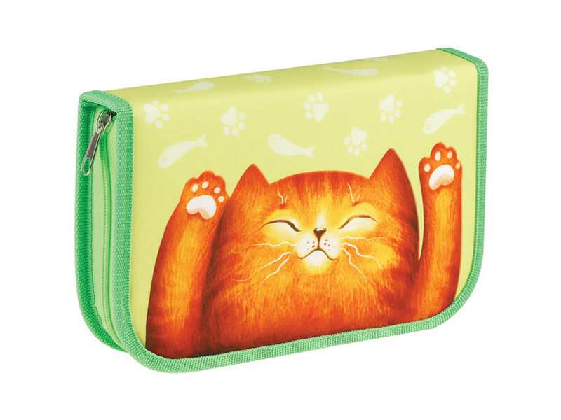 Пенал «Мульти-Пульти. Lazy Cat» 210*130*35 мм (ткань, две откидные секции, 1 отделение)