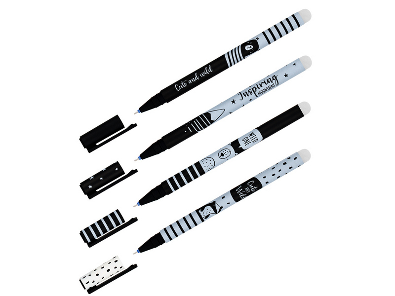 Ручка гелевая стираемая «MESHU. Black&white" черно-белый корпус 0,5 мм СИНЯЯ (36шт/уп)