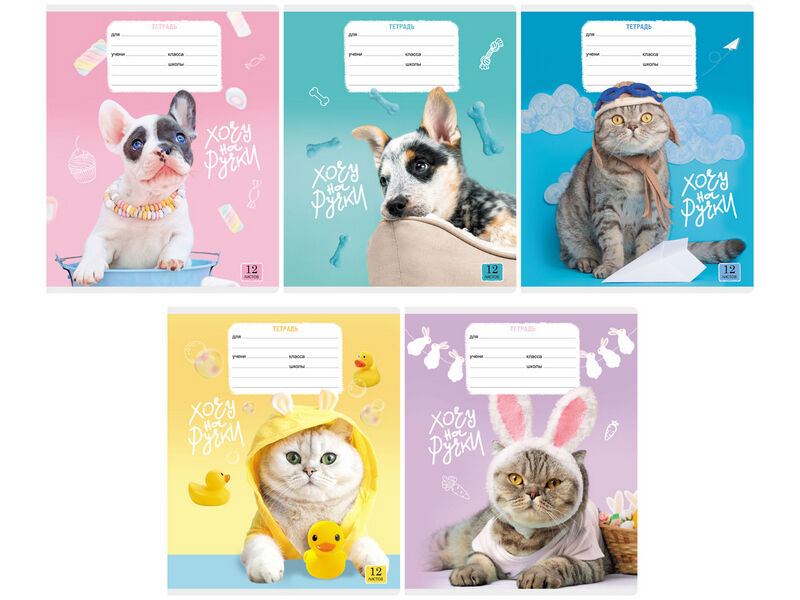 Купить оптом Тетрадь 12л КЛЕТКА «BG. Кошечки-собачки» в Луганске