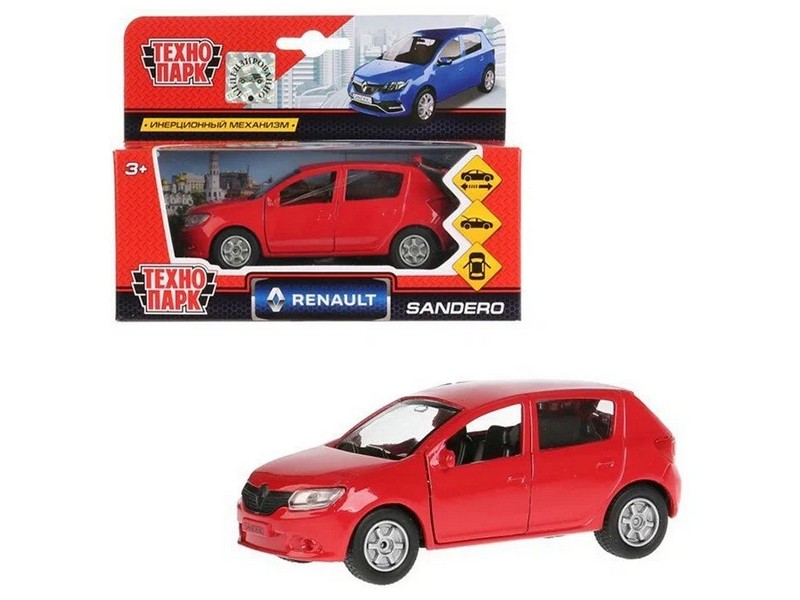 Технопарк. Машина «RENAULT SANDERO» металл. инерц. 12 см (открыв. двери, багажник) красный