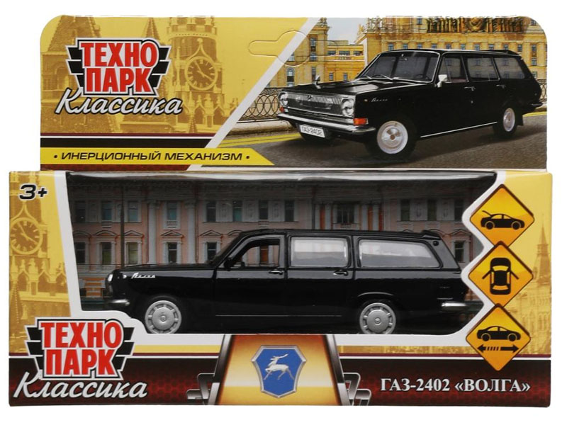 Купить оптом Технопарк. Машина «ГАЗ-2402 ВОЛГА» металл. инерц. 12 см (открыв. двери, багажник) черная в Луганске