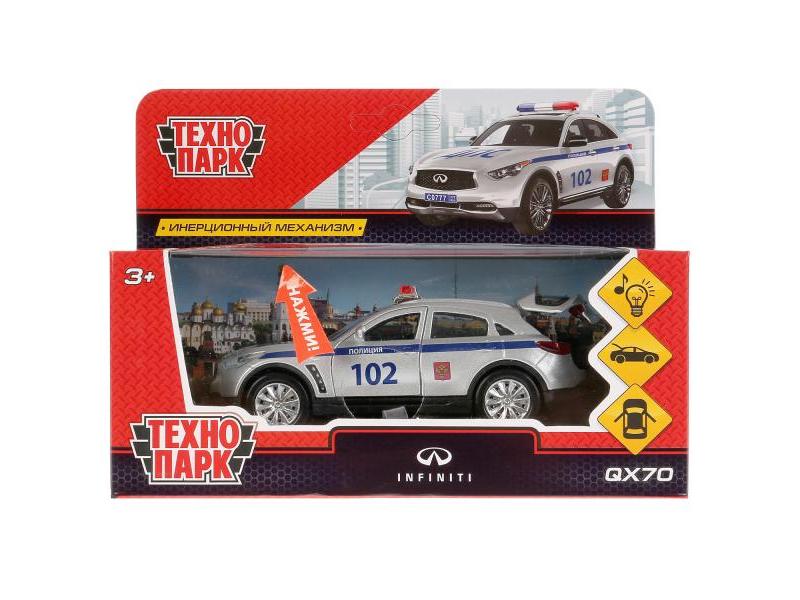 Технопарк. Машина «INFINITI QX70 ПОЛИЦИЯ» металл. инерц. 12 см (открыв. двери, багажник)