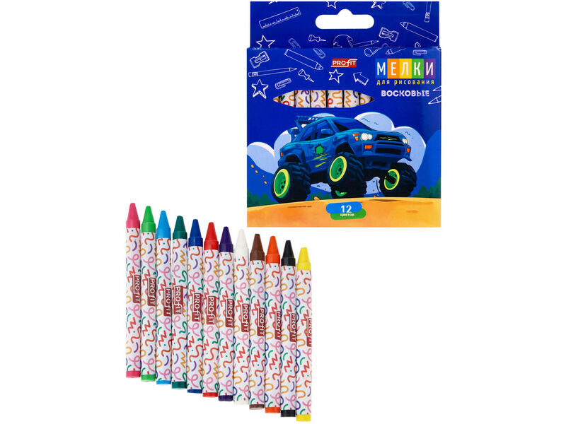 Набор восковых мелков 12 цв. «ДЖИП»