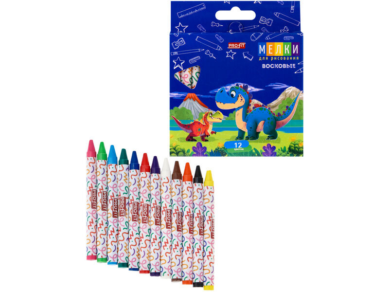 Набор восковых мелков 12 цв. «СЧАСТЛИВЫЙ ДРАКОША»