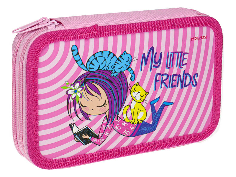 Купить оптом Пенал 2 секции «ДЕВЧОНКА И КОТИКИ» 190х115 мм (софт-тач) в Луганске