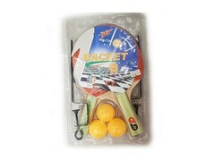 72493 [116W]Набор для настольного тенниса (2 ракетки, 3 мячика, сетка) 19*28 см под слюдой 116W