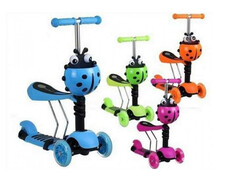 Самокат трехколесный 5 в 1 (колеса 12 см, с сиденьем, с родительской ручкой, корзина) SL-5S