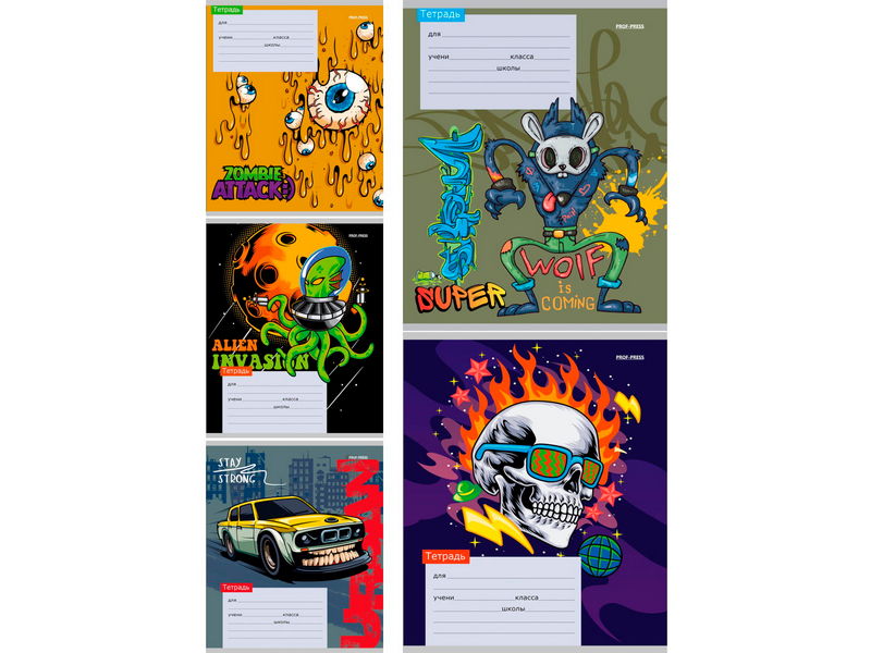 Купить оптом Тетрадь 24 л КЛЕТКА «БЕЗУМНЫЙ МИКС» (цвет. мелов. обл.) в Луганске