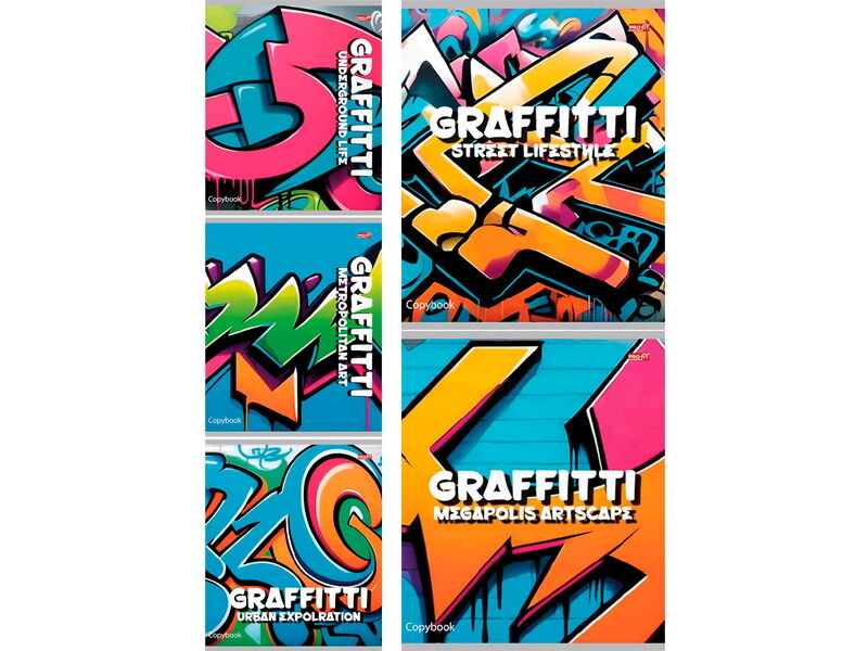 Тетрадь 48 л КЛЕТКА «ГОРОДСКИЕ ГРАФФИТИ» (цвет. мелов. обл.)