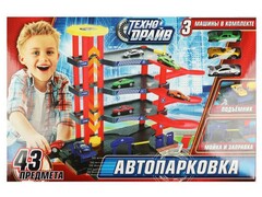 73211 [1912I144-R]Паркинг 4-х уровневый 43 дет. с набором машин 52,5*35*7,5 см в кор. 1912I144-R
