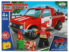 73212 [3636-KK]Конструктор «ПОЖАРНАЯ LADA 4x4 ПИКАП» 58 дет. в кор. 3636-KK