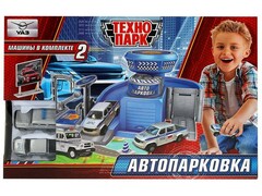 73244 [2103I143-R]ТЕХНОПАРК Автопарковка 2-уровневая «UAZ» с машинами 36*25*7 см в кор. 2103I143-R
