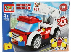 73286 [35003-JS]Конструктор инерц. 2 в 1 «ПОЖАРНАЯ МАШИНА» 96 дет. в кор. 35003-JS