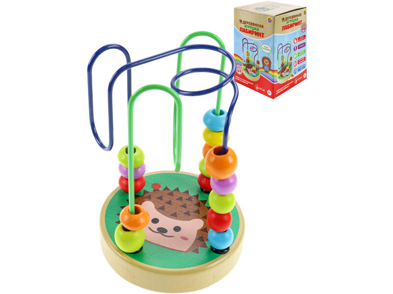 Купить оптом Лабиринт деревянный "Ёжик" 9*9*12,5 см в кор. ИД-3151 в Луганске