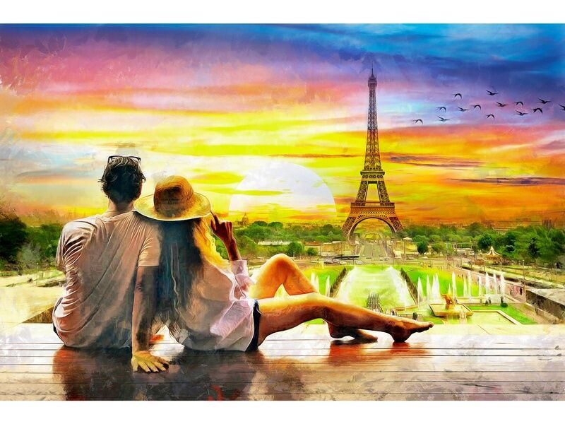 Купить оптом Холст с красками 40х50 см по номерам. ВЛЮБЛЕННЫЕ В ПАРИЖЕ в Луганске