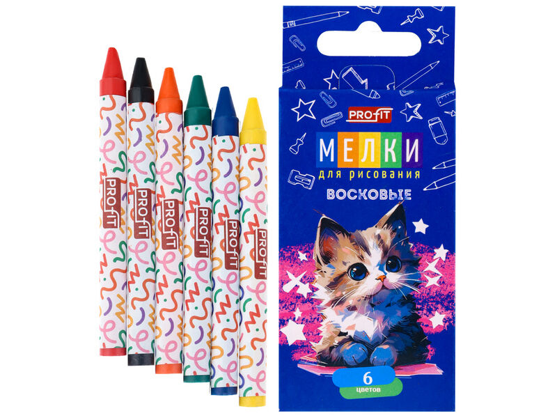 Купить оптом Набор восковых мелков 6 цв. ВЕСЁЛЫЙ КОТЁНОК в Луганске