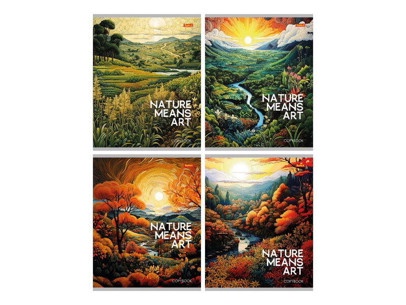 Тетрадь 36л КЛЕТКА «ПРИРОДА НА КАРТИНЕ» (цвет. мелов. обл., второй блок)