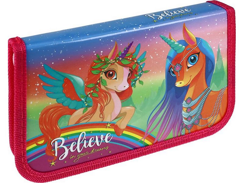 Купить оптом Пенал 1 секция с откид. планкой «ПОВЕРЬ В ЕДИНОРОГОВ-2» 190*115 мм в Луганске