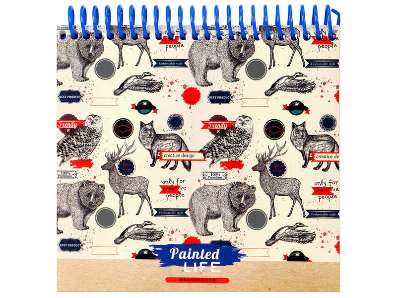 Купить оптом Скетчбук А6 80л «ДИЗАЙН С ЖИВОТНЫМИ» (спираль, мат. лам.) в Луганске