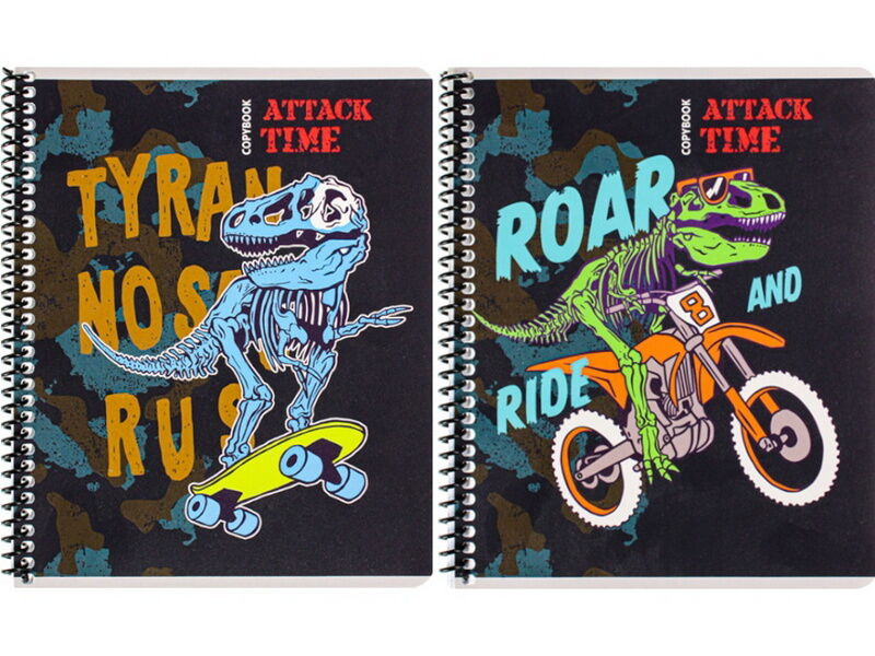 Купить оптом Тетрадь 48л КЛЕТКА «ДИНОЗАВРЫ-ЭКСТРЕМАЛЫ-1» (спираль, софт-тач) в Луганске