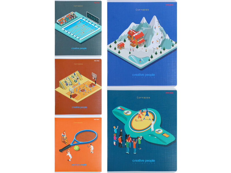 Тетрадь 48л КЛЕТКА «СПОРТ И КРЕАТИВ» (цвет. мелов. обл., лён)