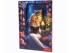 73978 [П500-0497]ПАЗЛЫ 500 элементов. ДЕВУШКА С КОТОМ