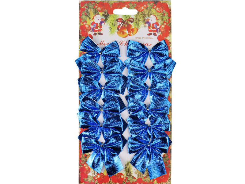 Набор ёлочных бантов «Яркий праздник» синие 12 шт 5,5 см НУ-5939