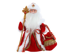 Дед Мороз на бат. в красной шубе (звук) 30 см Т-5549