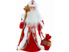 Дед Мороз на бат. в красной шубе (звук, движение) 40 см Т-6819