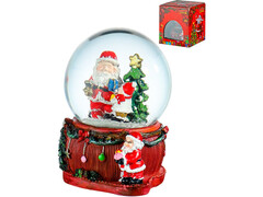 Водяной шар со снегом "Дед Мороз и малыш" (свет) 6,5 см СВФ-9091