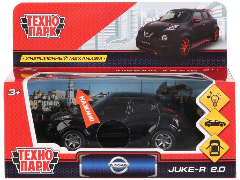 Технопарк. Машина «NISSAN JUKE-R 2.0» металл. инерц. 12 см (свет, звук, открыв. двери, багажник) черный