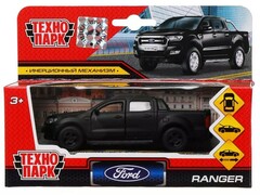 74452 [SB-18-09-FR-N(BL-MATTE)-WB]Технопарк. Машина «FORD ranger ПИКАП» металл. инерц. 12 см (открыв. двери, багажник) черный матовый