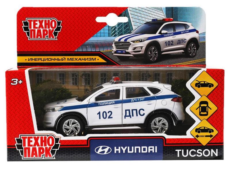Технопарк. Машина «HYUNDAI TUCSON ПОЛИЦИЯ» металл. инерц. 12 см (открыв. двери, багажник) белый