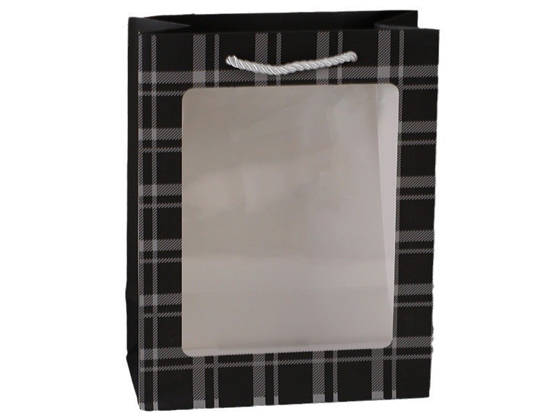 Пакет подарочный "Elegant plaid" black 33*25*12 см