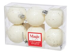 Набор ШАРЫ БЕЛЫЕ С БЛЕСТКАМИ из полистирола 5 см (6шт/уп) 91062