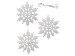 74875 [90803]Набор подвесок БЕЛАЯ СНЕЖИНКА из полистирола 8см (3шт/уп) 90803