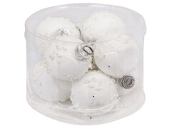 Набор ШАРЫ БЕЛЫЕ МАТОВЫЕ из стекла 4 см (8шт/уп) 92623