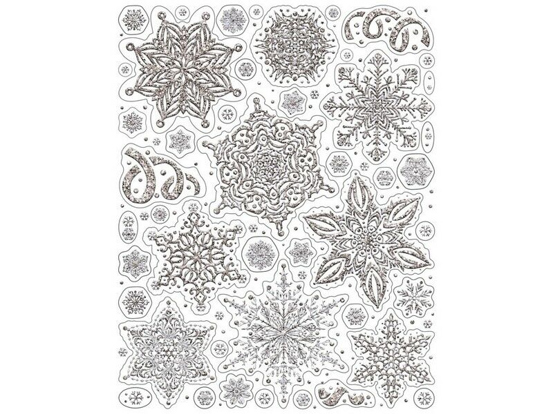 Оконное украшение СЕРЕБРИСТЫЕ УЗОРЫ (ПВХ, декор. глиттер) 30*38 см 90276