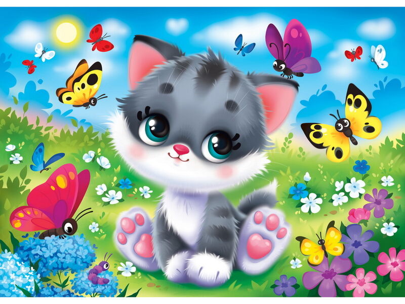 МАКСИ-ПАЗЛЫ 15 элементов. КОТЕНОК И БАБОЧКИ