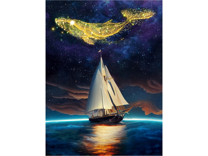 Холсты с красками 30х40 см по номерам. КОРАБЛЬ И СОЗВЕЗДИЕ КИТА