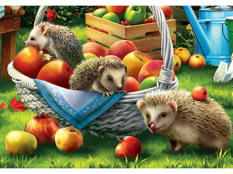 Алмазная мозаика 22х32 cм СЕМЕЙСТВО ЕЖЕЙ (c подр., с полн. заполн., класс.)