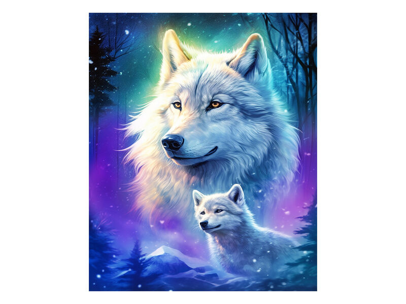 Алмазная мозаика 30х40 см БЕЛЫЕ ВОЛКИ (с подр., с полн. заполн., класс.)