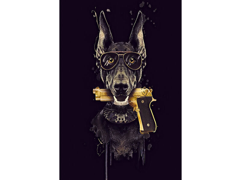 Алмазная мозаика 30х40 см ОПАСНЫЙ ДОБЕРМАН (с подр., с полн. заполн., класс.)