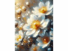 75064 [НД-8917]Алмазная мозаика 30х40 см БЕЛЫЕ ЦВЕТЫ (с подр., с полн. заполн., класс.)