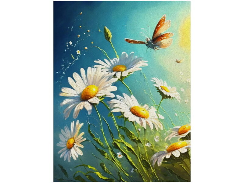 Алмазная мозаика 30х40 см ЦВЕТ РОМАШКИ (с подр., с полн. заполн., класс.)
