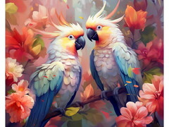 75071 [НД-0646]Алмазная мозаика 40х50 см КАКАДУ В ЦВЕТАХ (с подр., с полн. заполн., класс.)